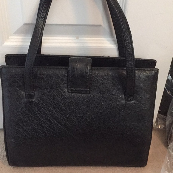 Vintage black Ostrich Skin Handbag - Picture 5 of 5